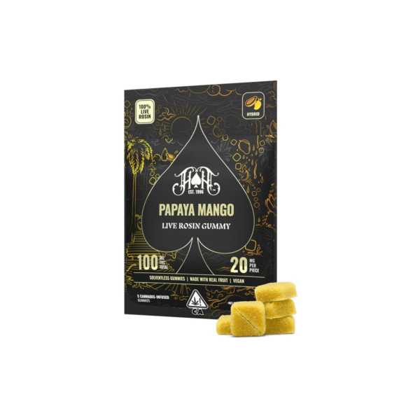 Heavy Hitters Papaya Mango Live Rosin Gummies, 100MG (5-Pack) - 100MG
