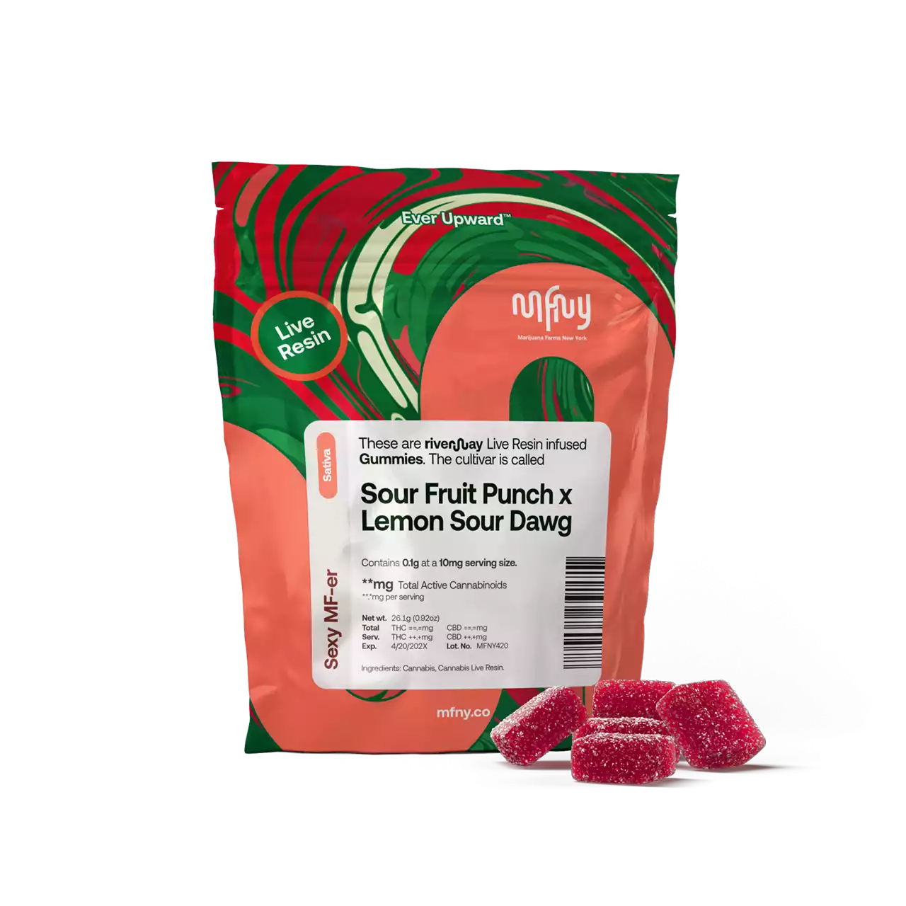 MFNY Sour Fruit Punch x Lemon Sour Dawg Live Resin Gummies, 100MG (10-Pack) - 100MG