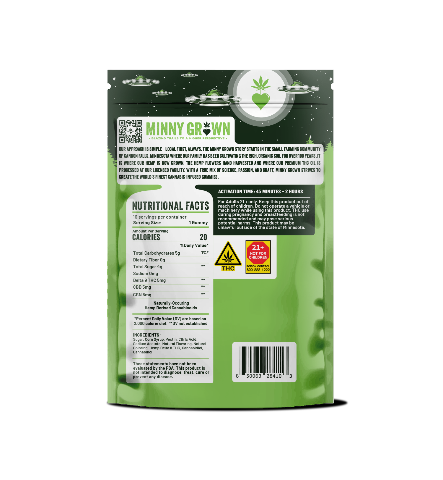 Minny Grown Big Caramel Apple Alien Abduction 2:1:1 Gummies, 100MG (10-Pack) - 100MG