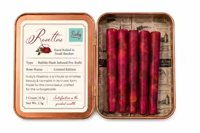 Ruby Farms Blueberry DJ Cut Rosettas Hash Infused Pre-Rolls, 2.5G (5-Pack) - 2.5G