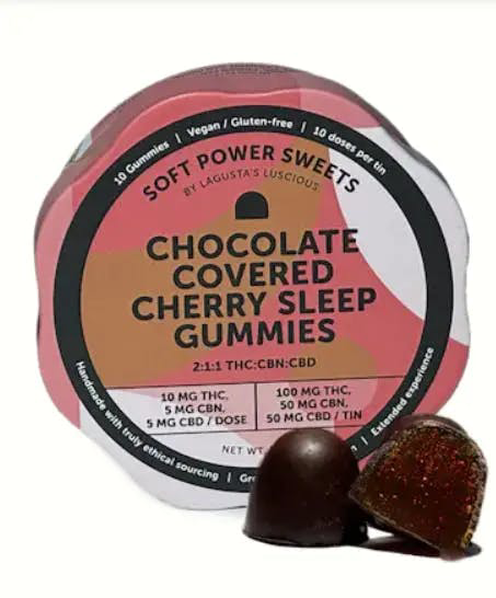 Soft Power Sweets Chocolate Covered Cherry Sleep Soft Gummies, 100MG (10-Pack) - 100MG