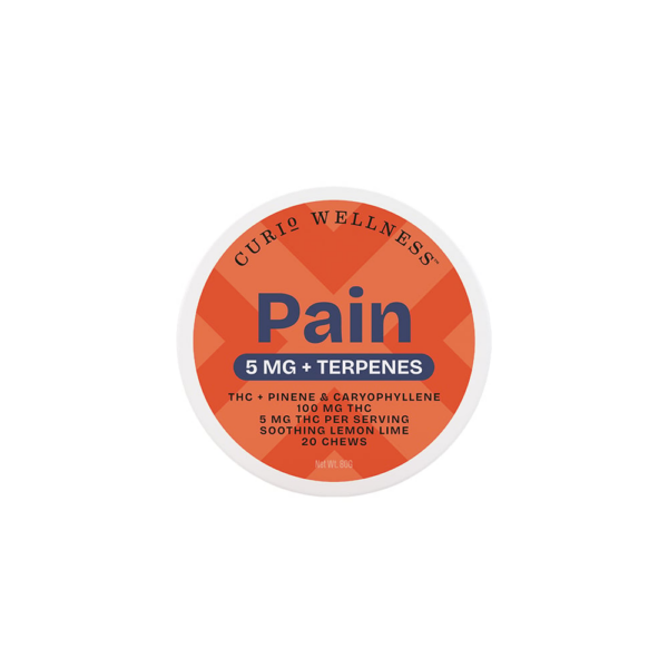 Curio Pain Soothing Lemon Lime Chews, 100MG (20-Pack) - 100MG