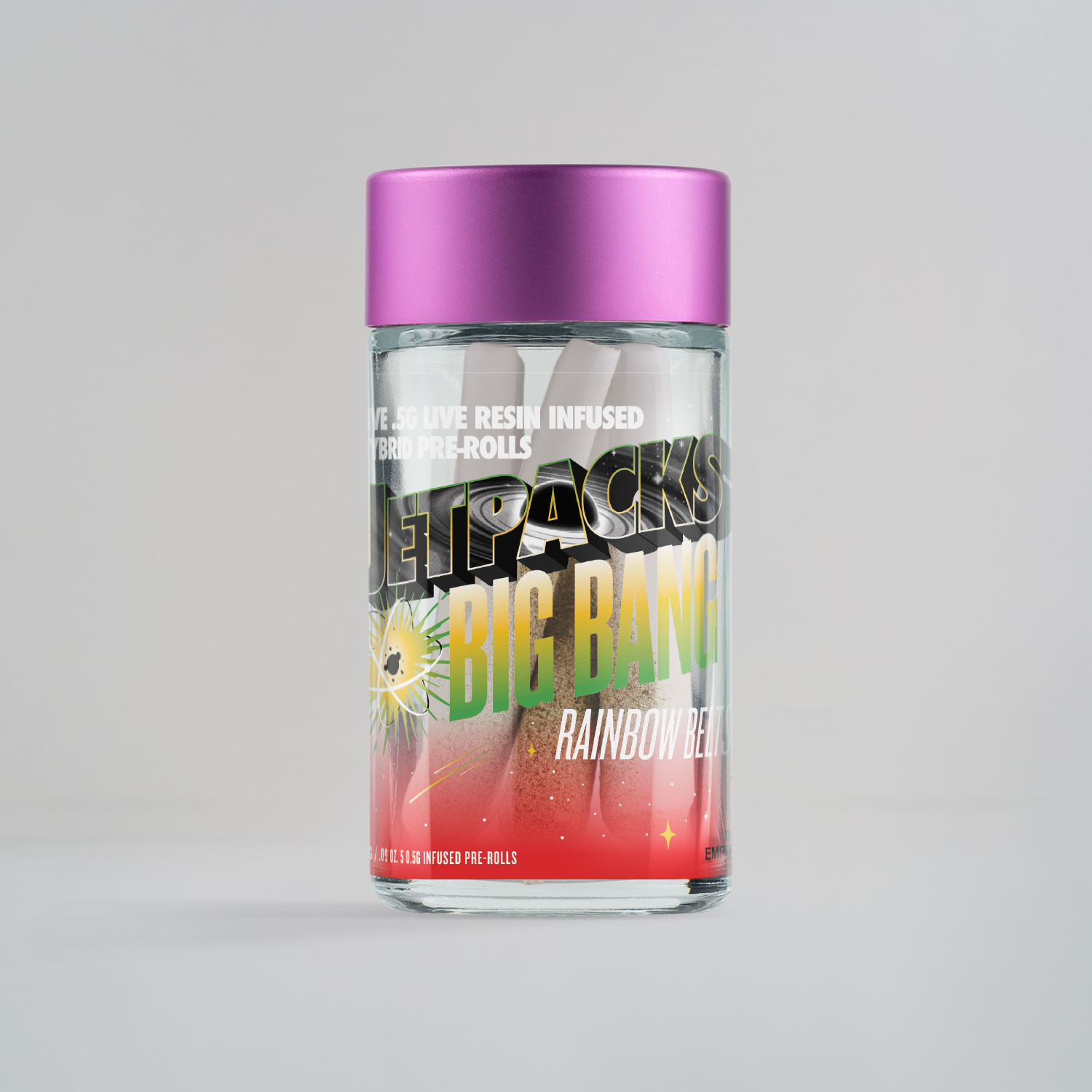 Jetpacks Rainbow Belts Big Bang Live Resin Infused Pre-Rolls, 2.5G (5-Pack) - 2.5G