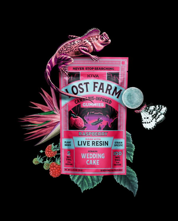 Lost Farm Raspberry x Wedding Cake Live Resin Gummies, 100MG (10-Pack) - 100MG