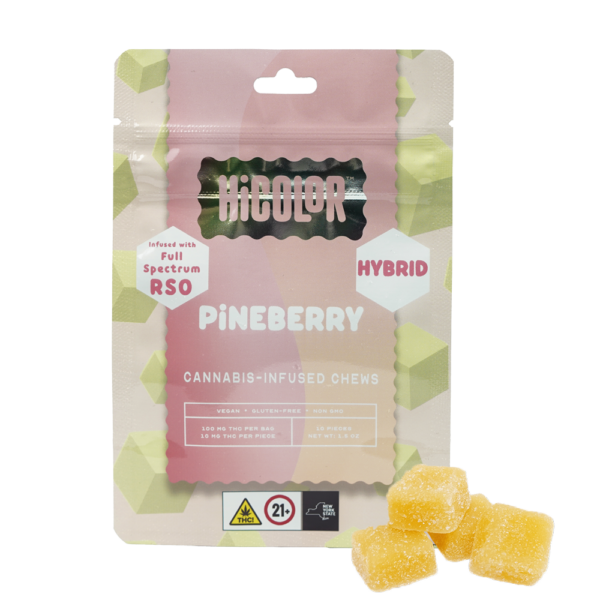 HiColor Pineberry RSO Gummies, 100MG (10-Pack) - 100MG