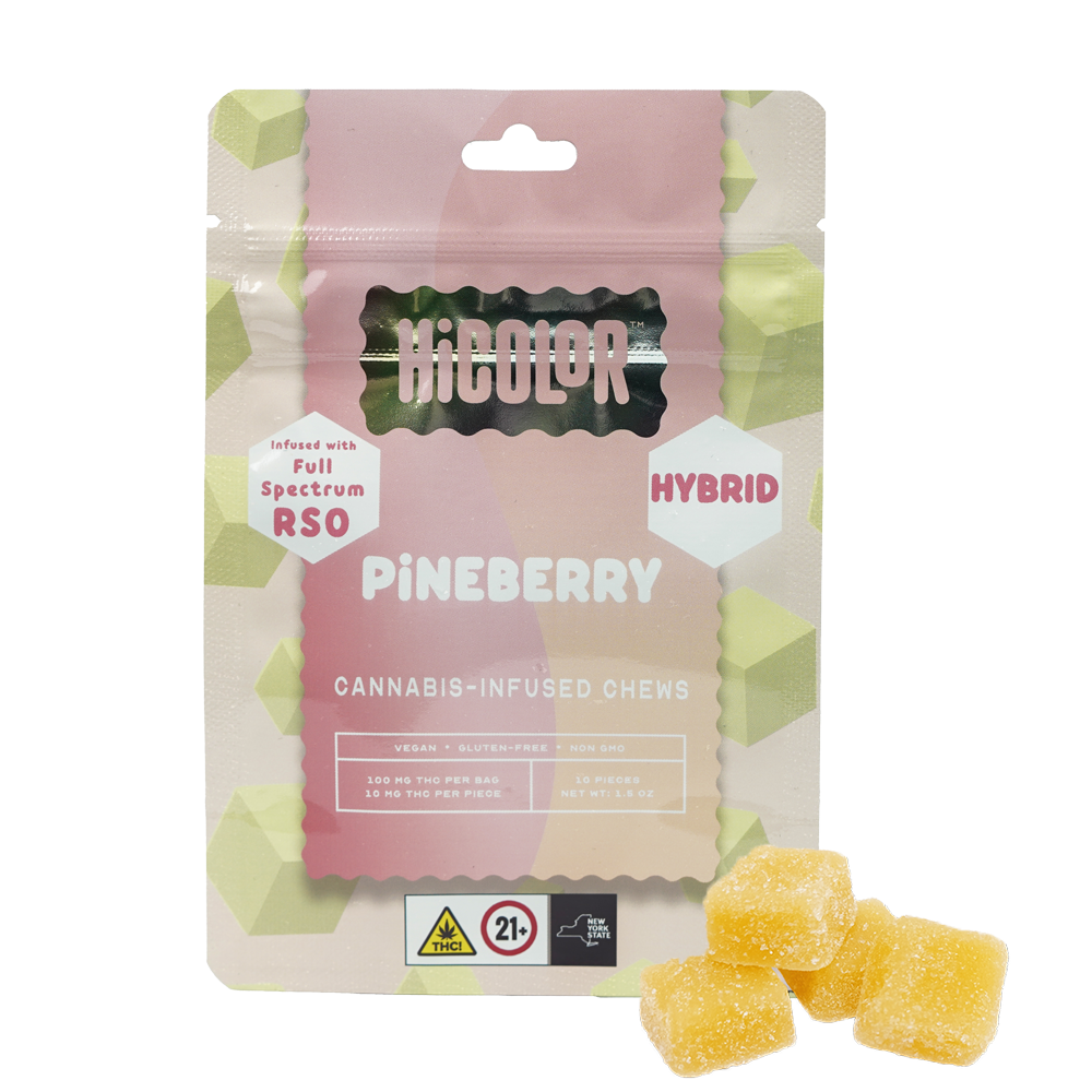 HiColor Pineberry RSO Gummies, 100MG (10-Pack) - 100MG