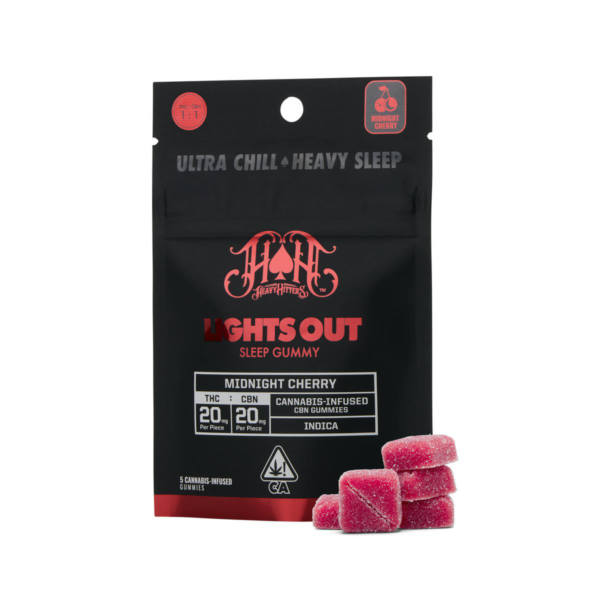 Heavy Hitters Midnight Cherry 1:1 THC:CBN Gummies, 100MG (5-Pack) - 100MG